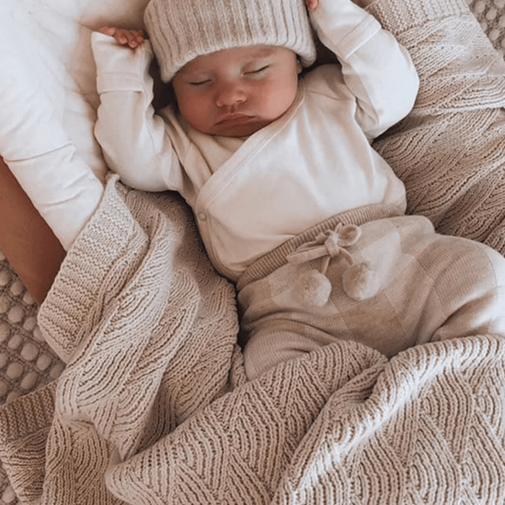 Shell stitch blanket | Oatmeal | Bundl