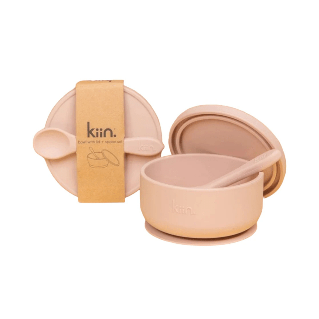 Silicone suction bowl with lid + spoon set | Kiin