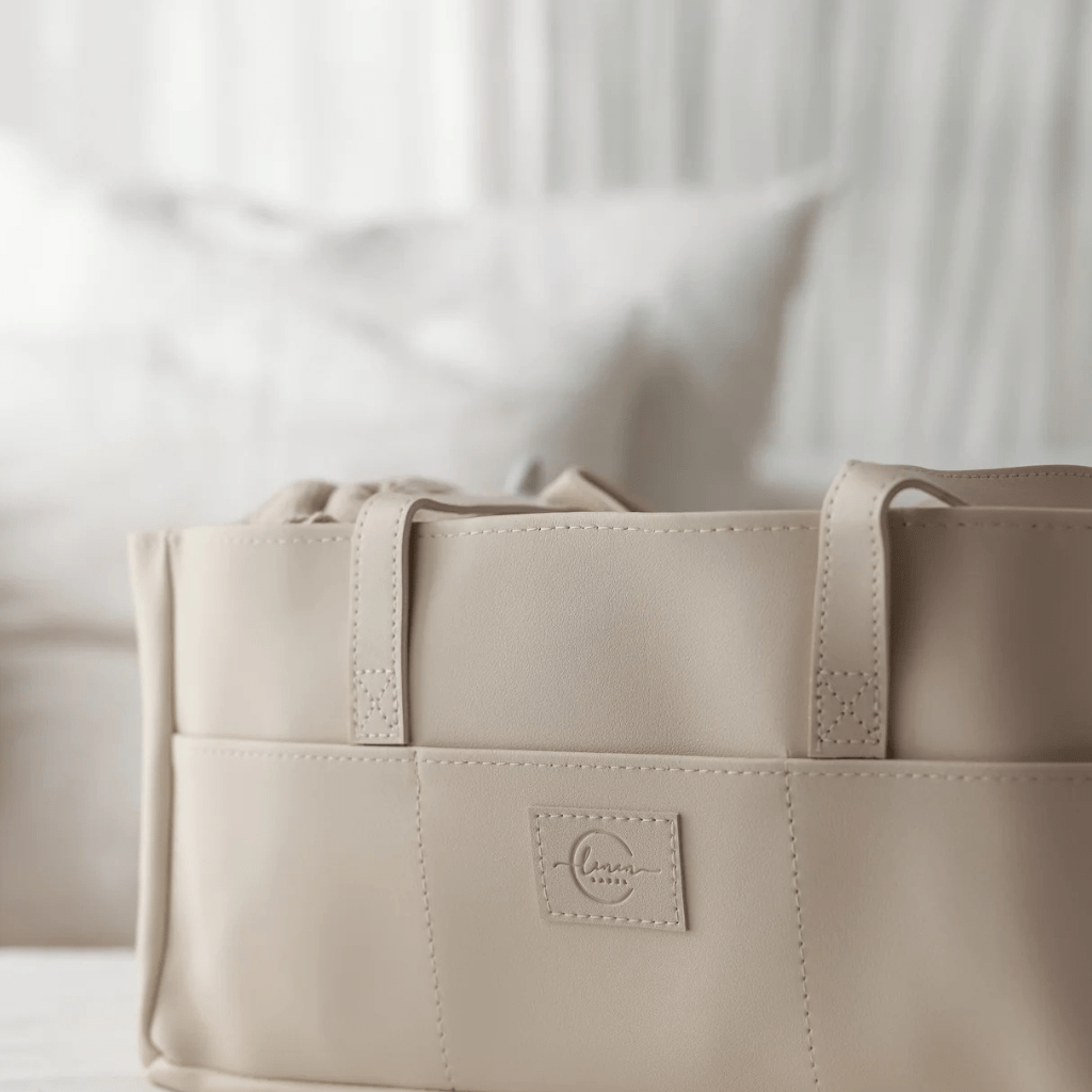 Nappy caddy | Vegan leather | Linen Label