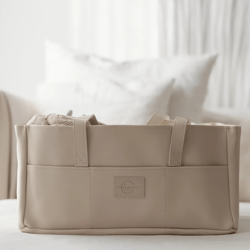 Nappy caddy | Vegan leather | Linen Label