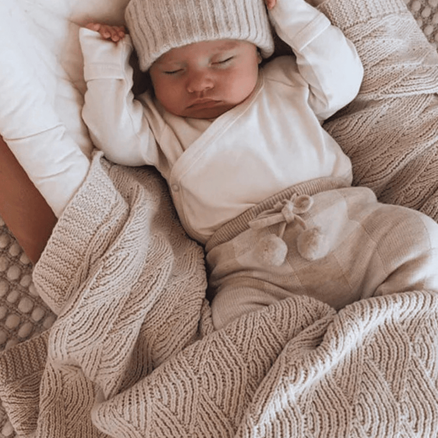 Shell stitch blanket | Oatmeal | Bundl