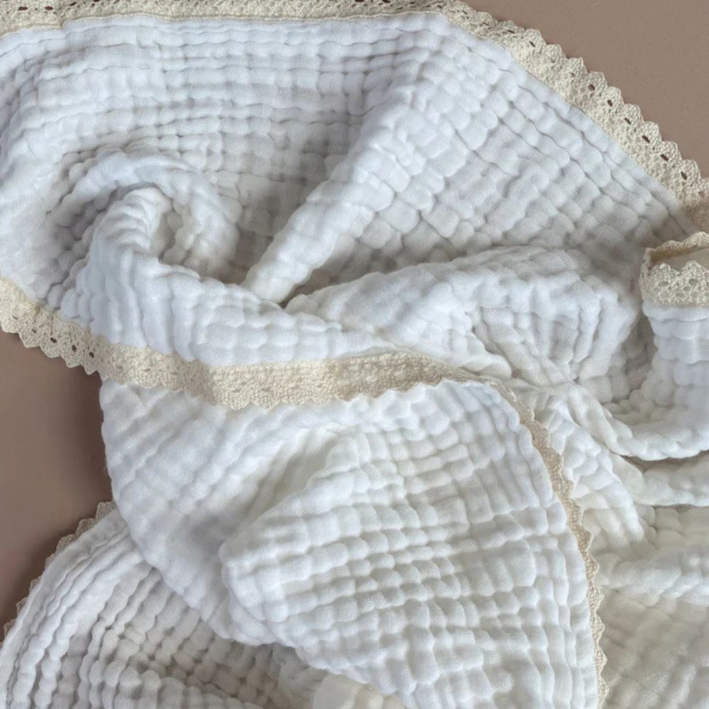 Six ply gauze lace blanket | Milk | Bundl