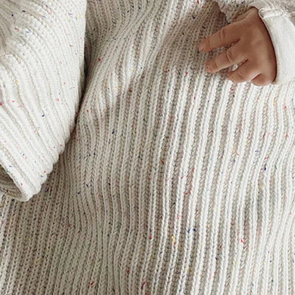 Vanilla speckled ribbed blanket | Bundl