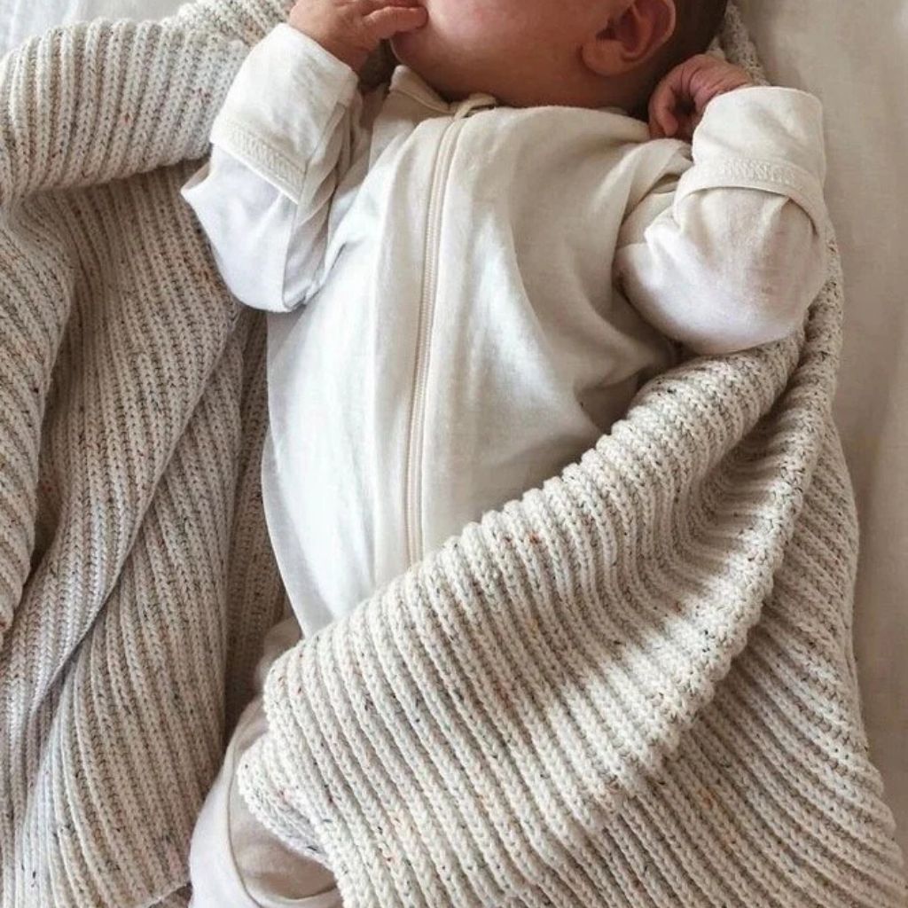 Vanilla speckled ribbed blanket | Bundl