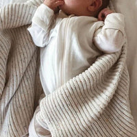 Vanilla speckled ribbed blanket | Bundl