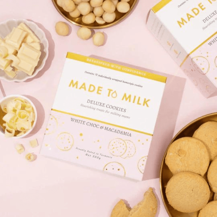 White choc & macadamia lactation cookie | Made to milk