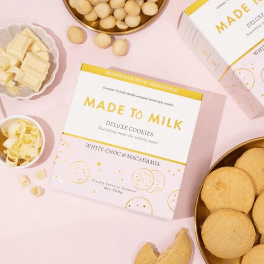 White choc & macadamia lactation cookie | Made to milk