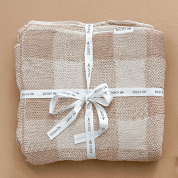 Knitted blanket caramel gingham - [product_vendor}